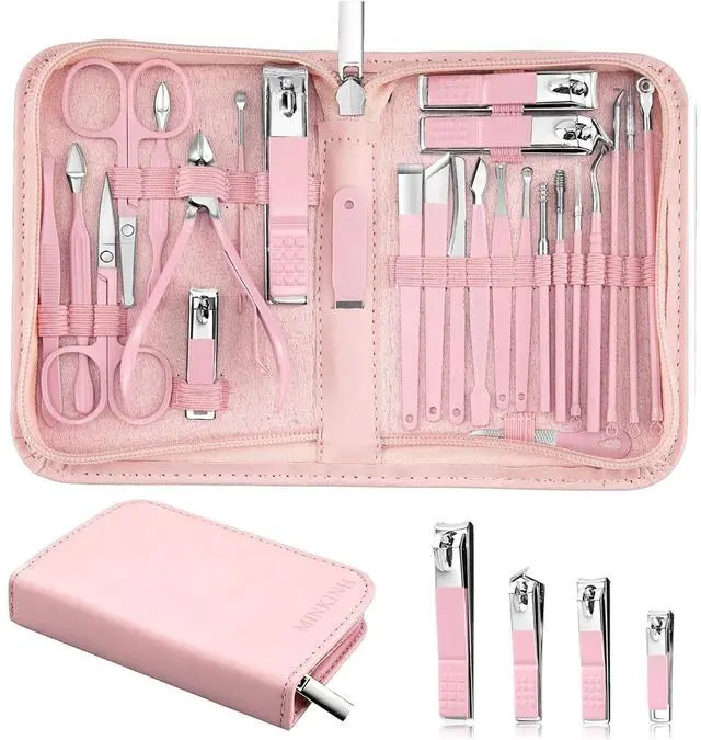 Main image of 26-Piece Manicure Set for Women, Pink At-Home Nail Care Kit