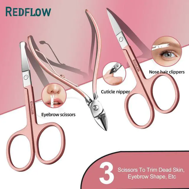 Alt view image 5 of 7 - Manicure Set 30 in 1 Nail Clipper set, REDFLOW nail clippers, fingernail & toenail clippers, Manicure Tools, pedicure tools, Suitable for Travel Manicure Kit, Nail Set Kit With Everything Profe