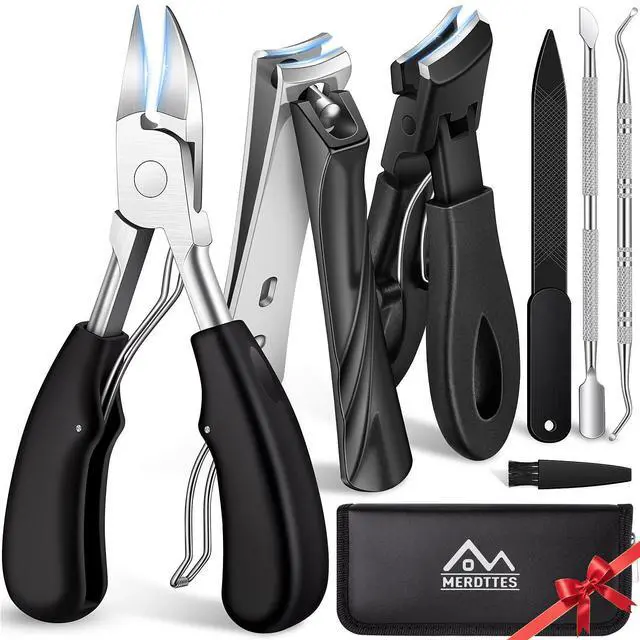 Main image of Toenail Clippers for Seniors Thick Toenails, Sharp Ingrown Toenail Clippers Nail Cutter Long Handle with Wide Jaw for Thick Nails, Heavy Duty Large Toe Nail Clipper Set for Men & Women,7 Pcs