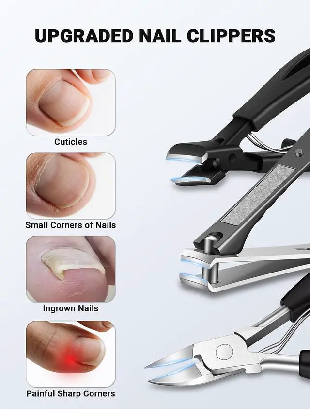Alt view image 4 of 7 - Toenail Clippers for Seniors Thick Toenails, Sharp Ingrown Toenail Clippers Nail Cutter Long Handle with Wide Jaw for Thick Nails, Heavy Duty Large Toe Nail Clipper Set for Men & Women,7 Pcs