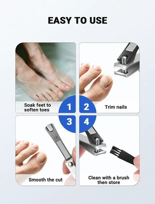 Alt view image 7 of 7 - Toenail Clippers for Seniors Thick Toenails, Sharp Ingrown Toenail Clippers Nail Cutter Long Handle with Wide Jaw for Thick Nails, Heavy Duty Large Toe Nail Clipper Set for Men & Women,7 Pcs