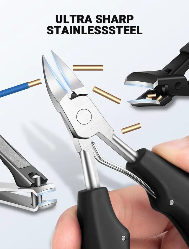 Alt view image 6 of 7 - Toenail Clippers for Seniors Thick Toenails, Sharp Ingrown Toenail Clippers Nail Cutter Long Handle with Wide Jaw for Thick Nails, Heavy Duty Large Toe Nail Clipper Set for Men & Women,7 Pcs