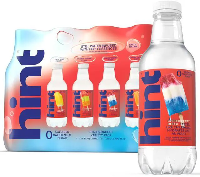 Main image of Fruit-Infused Bottled Water, Star Spangled Variety Pack - Sugar Free Flavored Water with Zero Calories, Natural Fruit Essences, and No Artificial Sweeteners - 16 Fl Oz (Pack of 12)