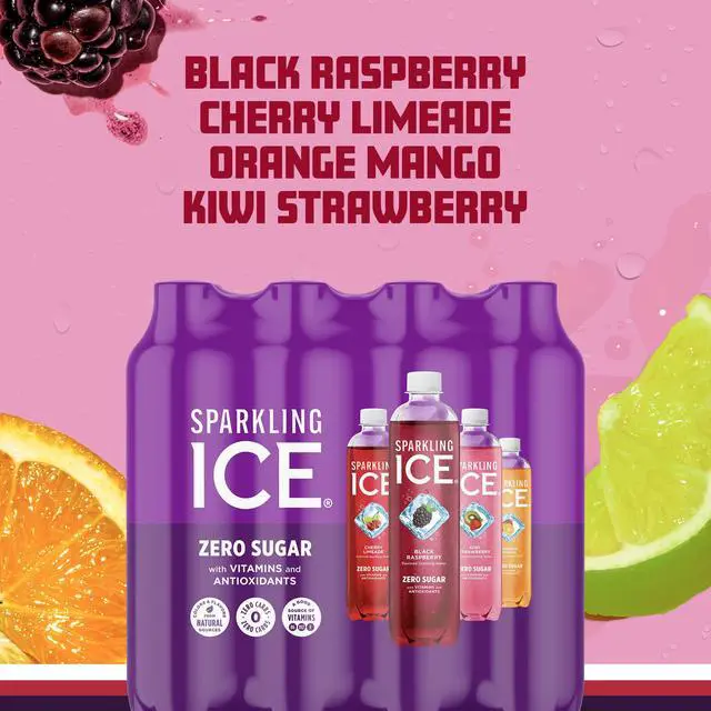Alt view image 2 of 7 - Purple Variety Pack, Flavored Water, Zero Sugar, with Vitamins and Antioxidants, 17 fl oz, 12 count (Black Raspberry, Cherry Limeade, Orange Mango, Kiwi Strawberry)