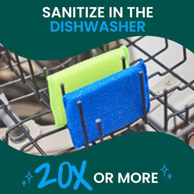 Alt view image 7 of 7 - Blooms Dobie Scrubbing Pad, Non-Scratch Kitchen Sponge for Cleaning Dishes, Appliances, and Bathrooms, Raindrop Blue Dish Sponge that Dries Fast, 2 Pack
