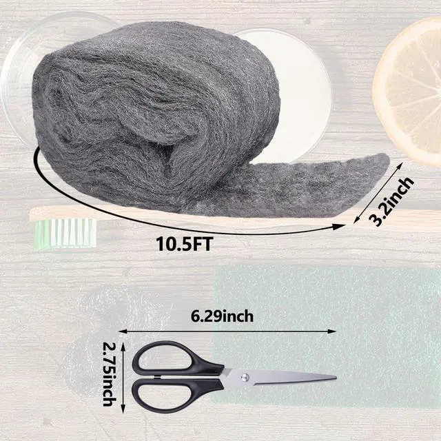 Alt view image 2 of 5 - 2Pack Steel Wool for Mice Control 3.2" x10.5 ft Wool, Gap Filler for Home & Garage, DIY Bundle with Gloves & Scissors
