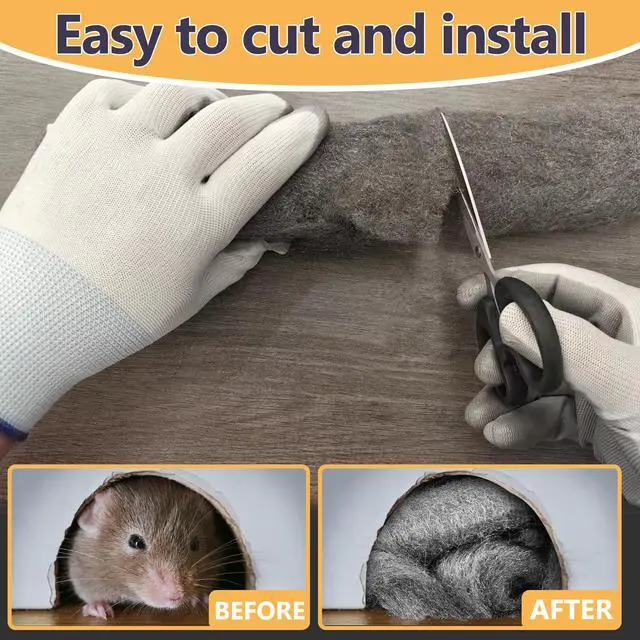 Alt view image 5 of 6 - Steel Wool for Mice Control, 3.2" x12 ft Wool, Gap Filler for Home & Garage, DIY Bundle with Gloves & Scissors - 1 Pack