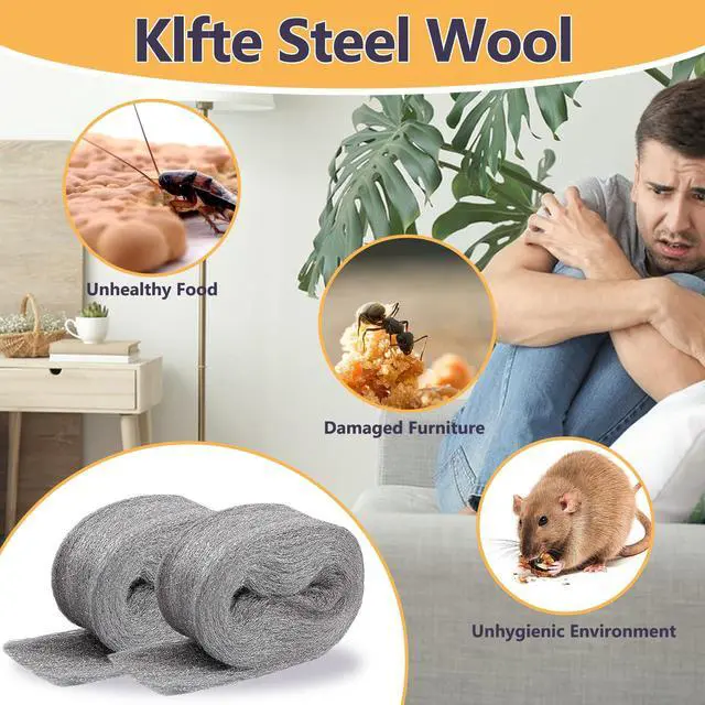 Alt view image 2 of 6 - Steel Wool for Mice Control, 3.2" x12 ft Wool, Gap Filler for Home & Garage, DIY Bundle with Gloves & Scissors - 1 Pack