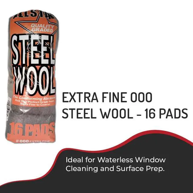 Alt view image 2 of 6 - 000 Extra Fine Steel Wool Pads (16 Pack) Ultra-Fine Scratch-Free Surface Prep, Waterless Window Cleaning, Polishing, Finishing & Woodworking Abrasive