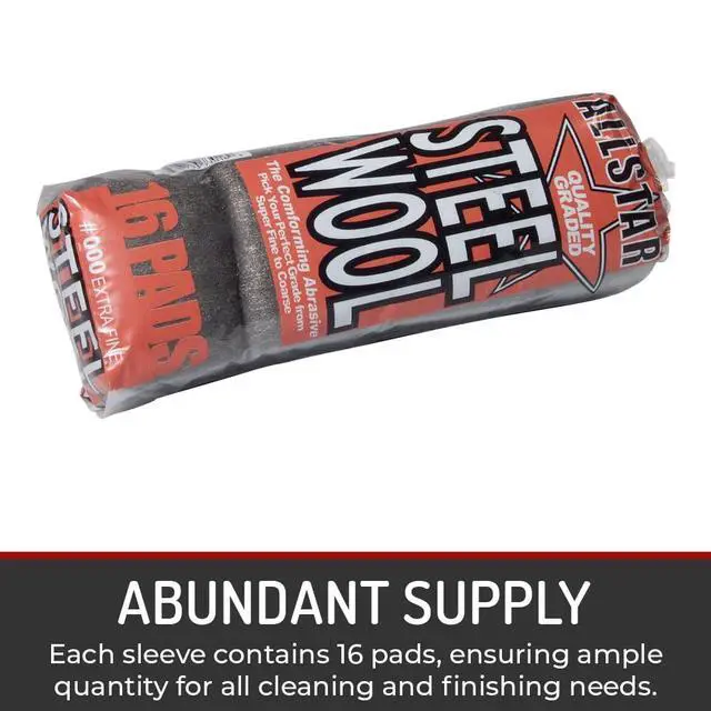 Alt view image 6 of 6 - 000 Extra Fine Steel Wool Pads (16 Pack) Ultra-Fine Scratch-Free Surface Prep, Waterless Window Cleaning, Polishing, Finishing & Woodworking Abrasive