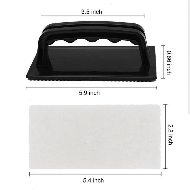 Alt view image 2 of 7 - Handled Scrubber Set, Non-Scratch Bathroom Scrubbing Pads, Bathtub Scrubber with Handle, Reusable Cleaning Sponge for Shower Tile, Bathtube, Sink, Spas Tubs & Swimming Pool Step