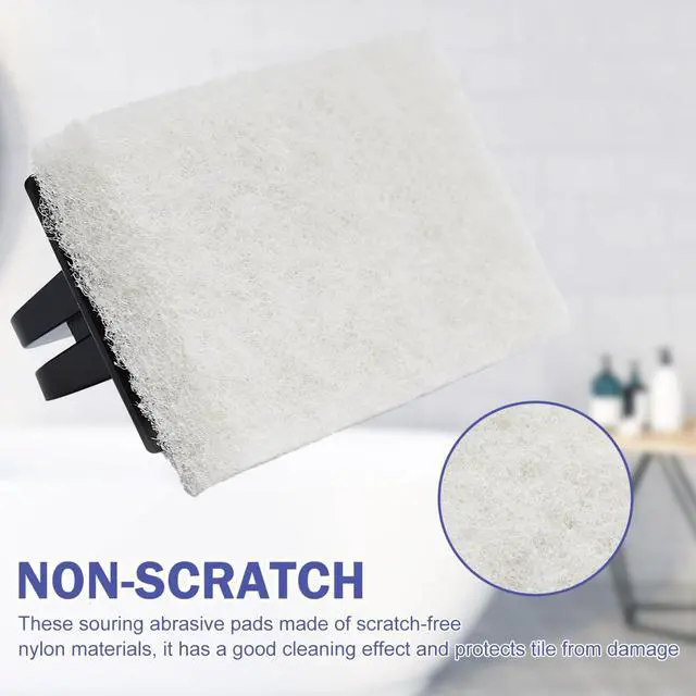 Alt view image 6 of 7 - Handled Scrubber Set, Non-Scratch Bathroom Scrubbing Pads, Bathtub Scrubber with Handle, Reusable Cleaning Sponge for Shower Tile, Bathtube, Sink, Spas Tubs & Swimming Pool Step