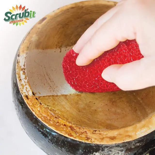 Alt view image 2 of 7 - 18 Round Nylon Dish Scrubber Scouring Pads - Assorted Colors Scourer Pads - Tough and Durable - Non-Scratch for Non-Stick Cookware