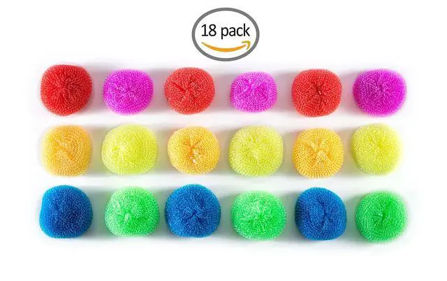 Alt view image 7 of 7 - 18 Round Nylon Dish Scrubber Scouring Pads - Assorted Colors Scourer Pads - Tough and Durable - Non-Scratch for Non-Stick Cookware