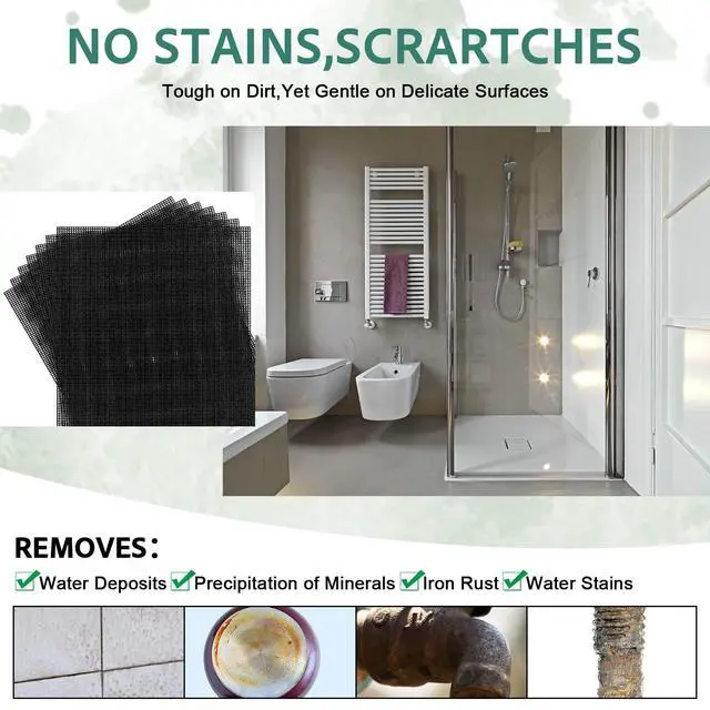 Alt view image 2 of 7 - 24 Pack Flexible Scrubbing Screen Cleaning Mesh for Household 5.5 x 4 Inch Cleaner Toilet Hard Water Ring Remover Scouring Pad Abrasive Grit Cleaning Screen for Remove Carbon, Rust and Scale