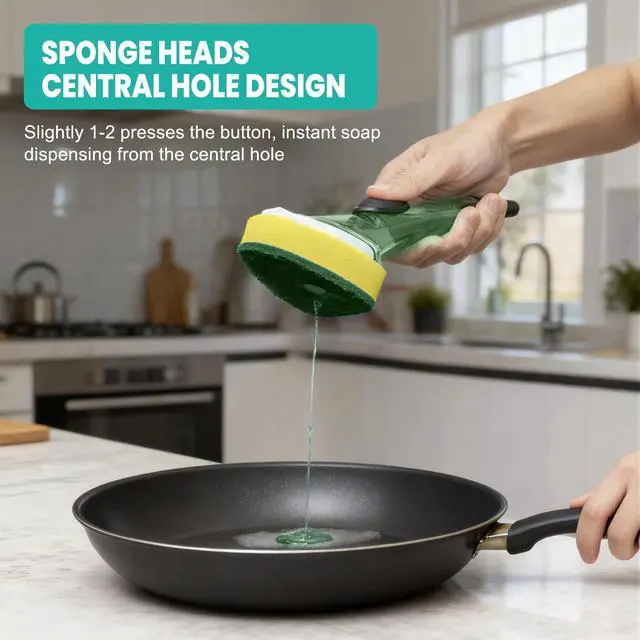Alt view image 5 of 7 - Dish Wand with Handle,Non-Scratch Dishwand Refills Replacement Sponge Heads