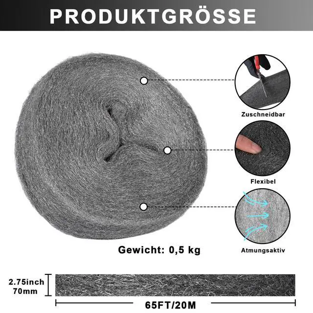 Alt view image 2 of 7 - Steel Wool Mice Control, 65FT(1.1LB)#0 Steel Wool, Keep Mouse Away from Holes, Barrier and Gap Filler for Home, Wall, Garden, Kitchen, Pipeline in Garage, Medium