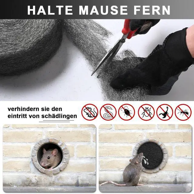 Alt view image 4 of 7 - Steel Wool Mice Control, 65FT(1.1LB)#0 Steel Wool, Keep Mouse Away from Holes, Barrier and Gap Filler for Home, Wall, Garden, Kitchen, Pipeline in Garage, Medium