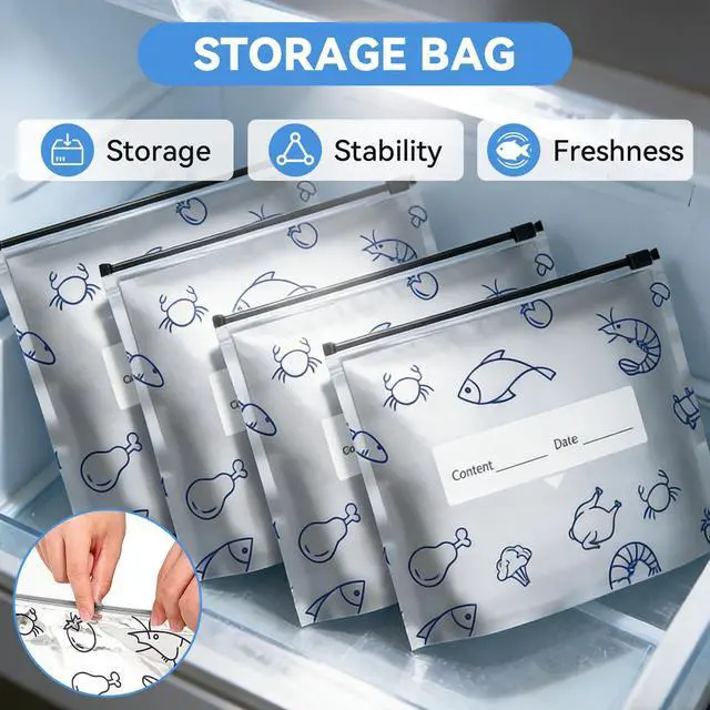 Alt view image 5 of 7 - 30Pcs Disposable Aluminum Foil Storage Bags, Stand-Up Zipper Pouches with Leakproof Seal for Meat, Veggies, Snacks, and Freezer Storage