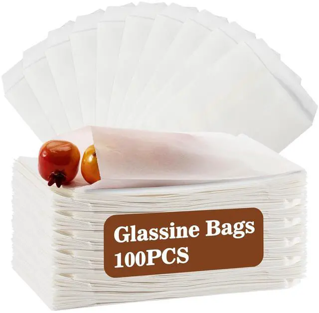 Main image of 100 Glassine Wax Paper Bags - 4x6" Glassine Envelopes Wax Paper Sandwich Food French Fry Bags Individual Cookie Sleeves Cake Slices Soap Bars Packaging Treat Bags Desserts Baked Goods Wrappers