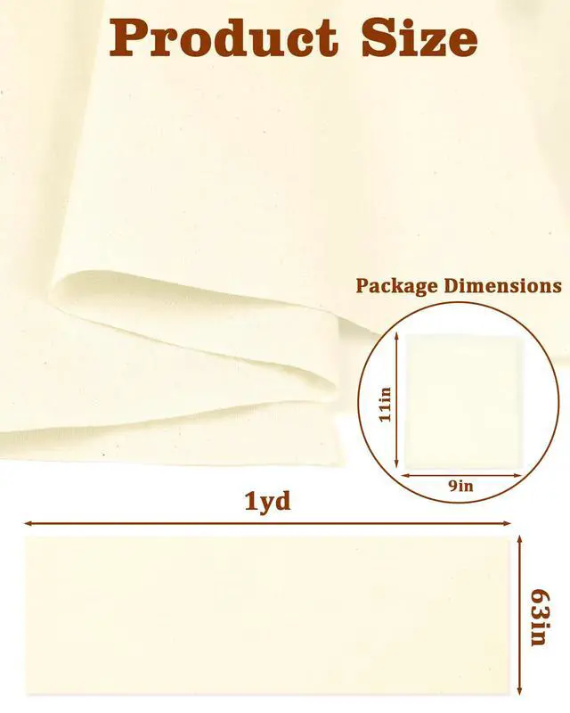 Alt view image 2 of 6 - 100% Cotton Muslin Fabric by The Yard,63in x 1Yards Unbleached Natural Cotton MaterialMedium Weight Beige Calico Fabric for Sewing,Quilting,Embroidery,Crafts & Apparel Projects