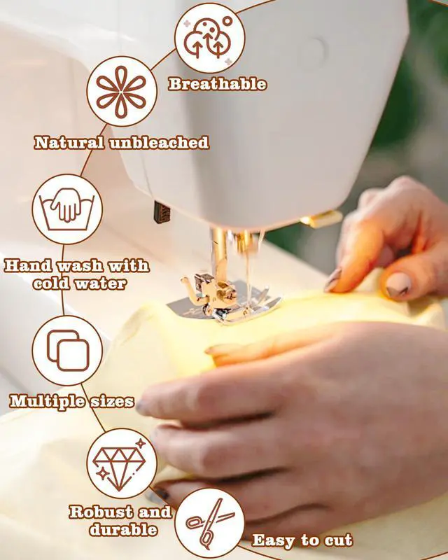 Alt view image 4 of 6 - 100% Cotton Muslin Fabric by The Yard,63in x 1Yards Unbleached Natural Cotton MaterialMedium Weight Beige Calico Fabric for Sewing,Quilting,Embroidery,Crafts & Apparel Projects