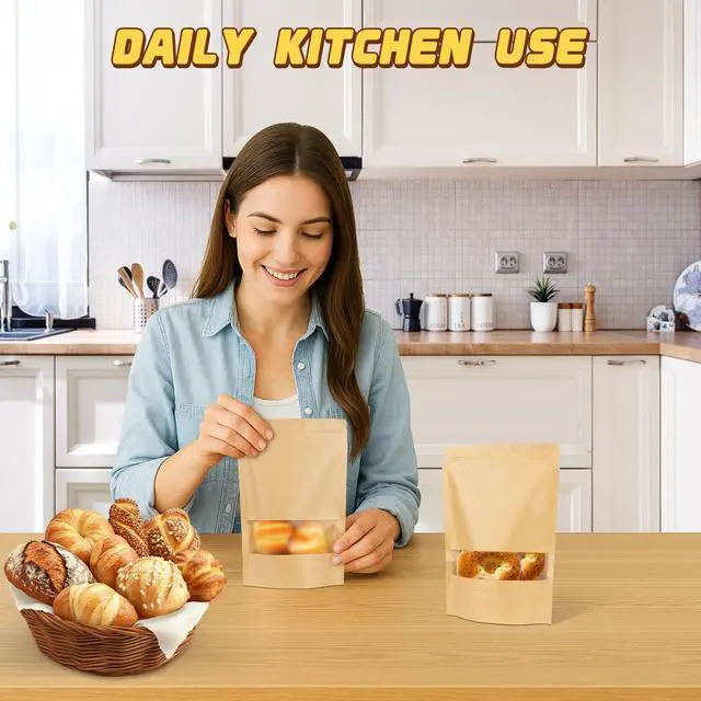 Alt view image 4 of 7 - 50 Pcs Smell Proof Bag 4x6in, Resealable Bags for Small Business, Sealable Treat Bags, Reusable Frosted Clear Window Stand Up Pouches, Packaging for Snack, Food, Candy, Spice, Nuts, Product