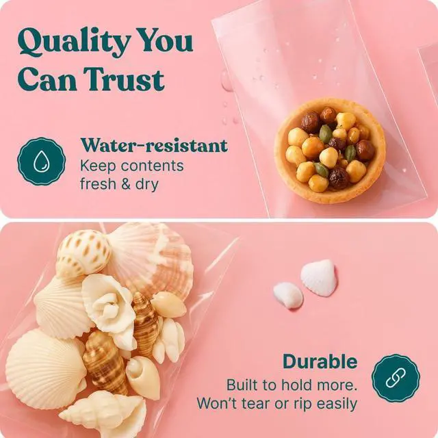 Alt view image 3 of 7 - 5" X 7" Self Sealing Cellophane Bags (200 Pack) - Clear Cookie Bags With Seal for Baked Goods Packaging, Cookie Wrappers, Bakery Packaging, Bake Sale, Candy, Treats, Goodies, Gifts, Party Favors