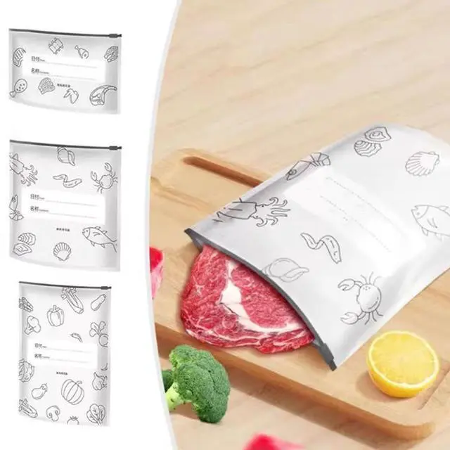 Alt view image 2 of 7 - Reusable Aluminum Foil Sealable Storage Bags, 2025 New Resealable Vacuum Zipper Pouches for Food, Stand Up Foil Sealable Bags with Label and Zip Lock for Vegetable Fruit Meat (30PCS, 3 Size)