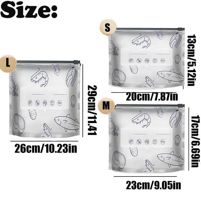 Alt view image 6 of 7 - Reusable Aluminum Foil Sealable Storage Bags, 2025 New Resealable Vacuum Zipper Pouches for Food, Stand Up Foil Sealable Bags with Label and Zip Lock for Vegetable Fruit Meat (30PCS, 3 Size)
