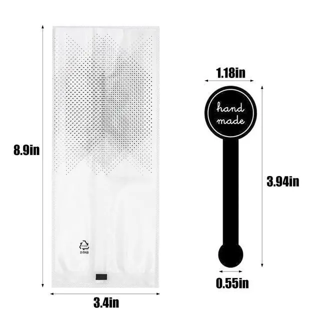 Alt view image 7 of 7 - (200Pcs)100pcs Translucent Plastic Bags/Bakery Bags with 100pcs Hand made Stickers for Cookie Cake Chocolate Candy Snack Wrapping Good for Bakery Party Supplies