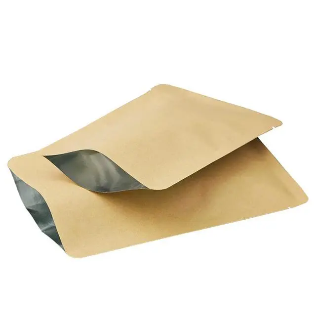 Alt view image 3 of 6 - 100 Pieces 2.3x3.5 inch (Usable Size 1.7x3.1 inch) Small Kraft Paper Open Top Vacuum Sealable Bags Mylar Foil Heat Seal Pouches for Sample Food Storage Packaging with Tear Notches
