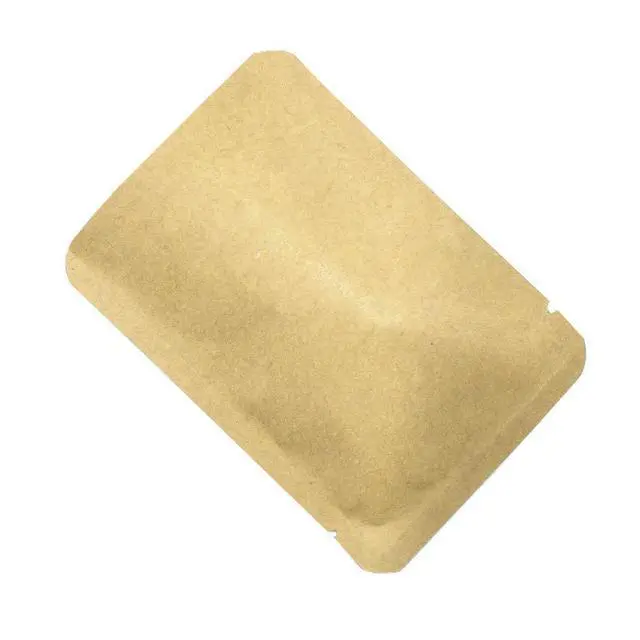 Alt view image 4 of 6 - 100 Pieces 2.3x3.5 inch (Usable Size 1.7x3.1 inch) Small Kraft Paper Open Top Vacuum Sealable Bags Mylar Foil Heat Seal Pouches for Sample Food Storage Packaging with Tear Notches