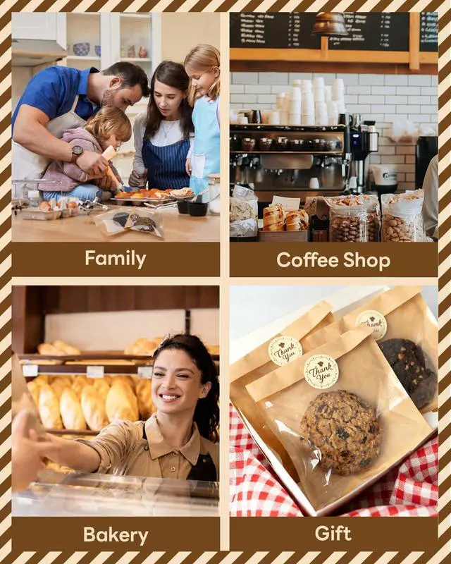 Alt view image 7 of 7 - 100PCS Cookie Bags with Seal, 5.7x6.5 Inch Individual Cookie Packaging Bags for Gift Giving, Heat Sealable & Grease Proof Bakery Bag with Window, Baked Goods Packaging