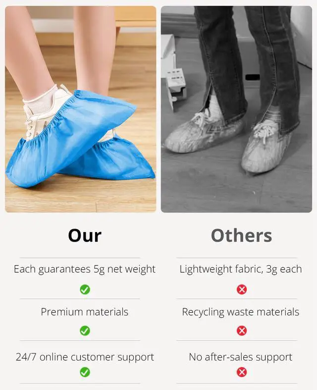 Alt view image 5 of 6 - 100 Pack(50 Pairs) Disposable Shoe Covers, Blue Non-Woven Fabric Boot Covers for Indoors, Non-Slip Breathable Resistant Durable Boot, Fits Most Shoes
