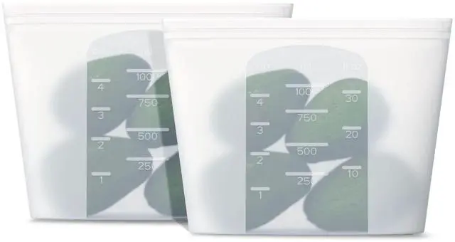 Main image of Reusable Silicone Food Storage Bag, for Microwave, Oven, Fridge, Freezer & Sous Vide Zip Sealed Containers (2 Middle size 32oz 1000ml)