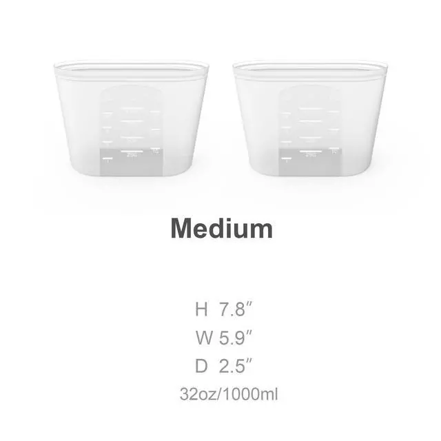 Alt view image 3 of 7 - Reusable Silicone Food Storage Bag, for Microwave, Oven, Fridge, Freezer & Sous Vide Zip Sealed Containers (2 Middle size 32oz 1000ml)