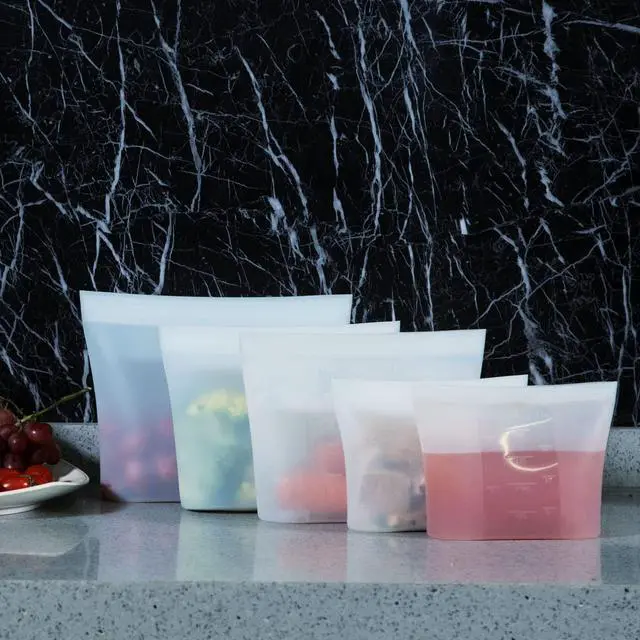 Alt view image 6 of 7 - Reusable Silicone Food Storage Bag, for Microwave, Oven, Fridge, Freezer & Sous Vide Zip Sealed Containers (2 Middle size 32oz 1000ml)