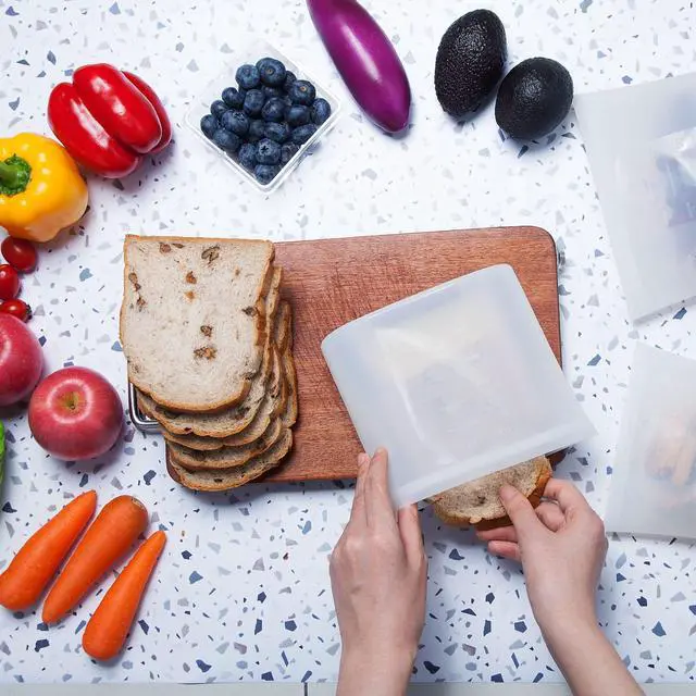 Alt view image 5 of 7 - Reusable Silicone Food Storage Bag, for Microwave, Oven, Fridge, Freezer & Sous Vide Zip Sealed Containers (2 Middle size 32oz 1000ml)