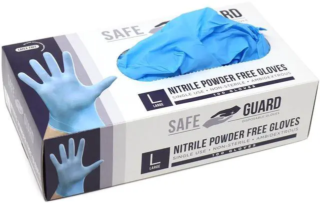 Main image of Nitrile Disposable Gloves, Powder Free, Food Grade Gloves, (SYNCHKG082507), Box, Large (100 Count)