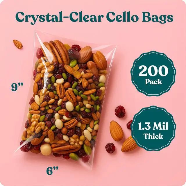 Alt view image 2 of 7 - 6" X 9" Self Sealing Cellophane Bags (200 Pack) - Clear Cookie and Pretzel Rod Bags With Seal for Baked Goods Packaging, Cookie Wrappers, Bakery Packaging, Bake Sale, Candy, Treats, Goodies, Gifts