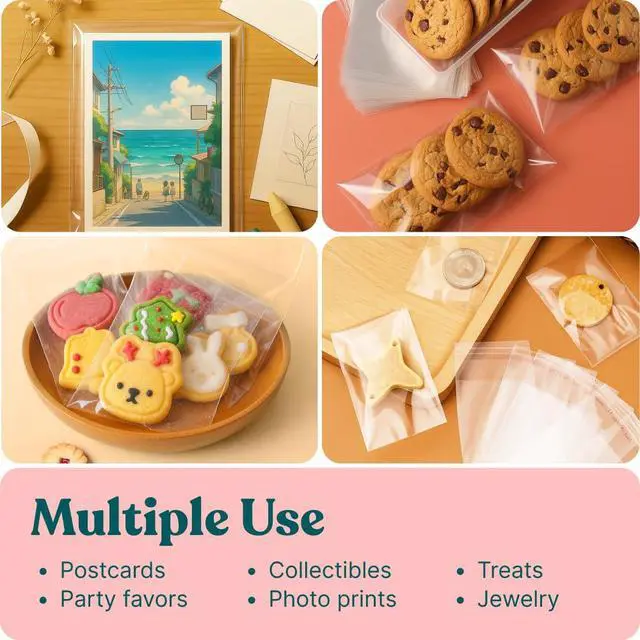 Alt view image 6 of 7 - 6" X 9" Self Sealing Cellophane Bags (200 Pack) - Clear Cookie and Pretzel Rod Bags With Seal for Baked Goods Packaging, Cookie Wrappers, Bakery Packaging, Bake Sale, Candy, Treats, Goodies, Gifts