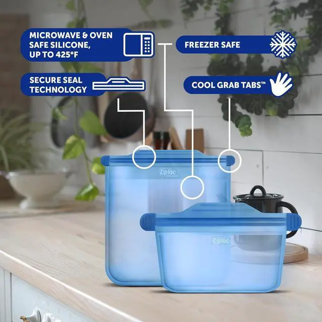 Alt view image 2 of 7 - Endurables Medium Pouch, 2 Cups, Reusable Silicone Bags and Food Storage Meal Prep Containers for Freezer, Oven, and Microwave, Dishwasher Safe