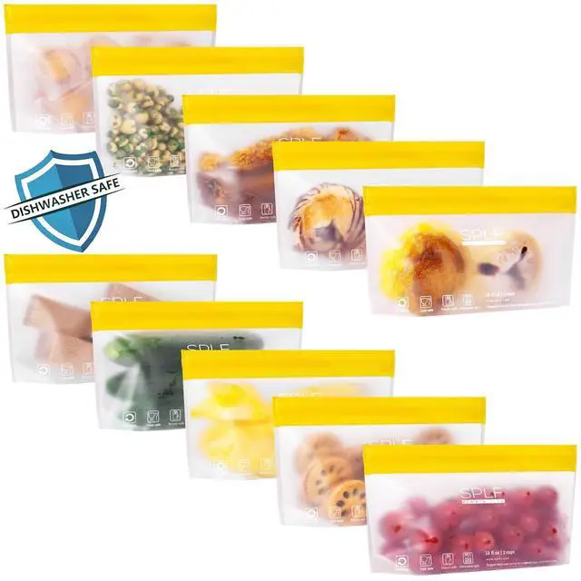 Main image of 10 Pack Stand-Up Reusable Snack Bags Dishwasher Safe, BPA Free Food Storage Bags, Extra Thick Leakproof Freezer Bags Silicone Snack Pouch For Candy, Fruits, Cereal, Home Organization
