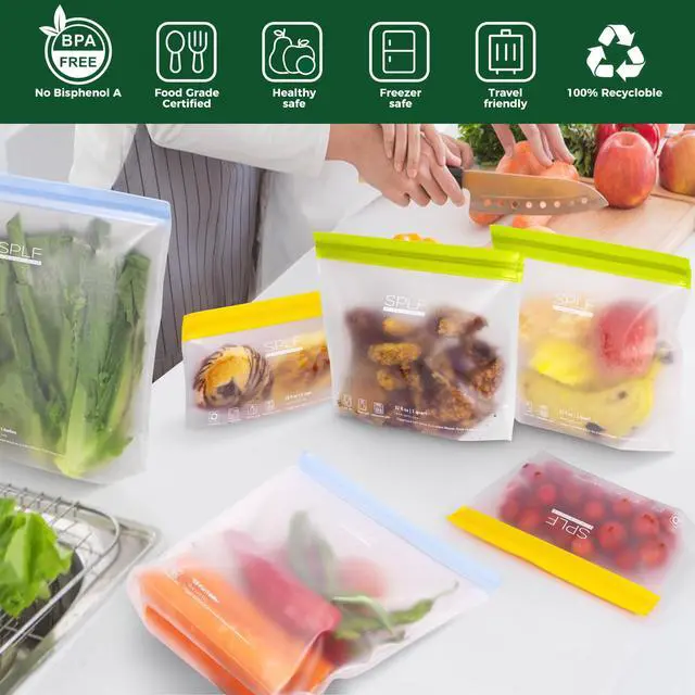 Alt view image 2 of 7 - 10 Pack Stand-Up Reusable Snack Bags Dishwasher Safe, BPA Free Food Storage Bags, Extra Thick Leakproof Freezer Bags Silicone Snack Pouch For Candy, Fruits, Cereal, Home Organization