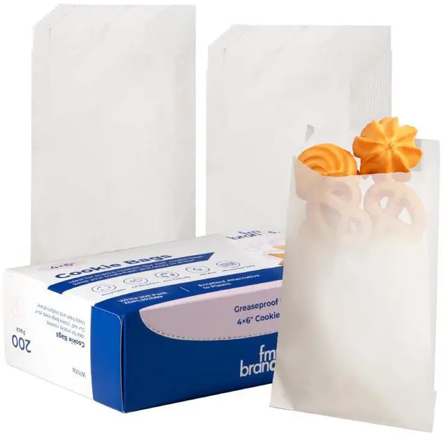 Main image of 200 Pack 4x6" Cookie Bags, Paper Bag Envelopes, Disposable Pastry Bag, Greaseproof White Small Paper Treat Bags for Packaging Dessert, Baked Goods, Candy, Snack