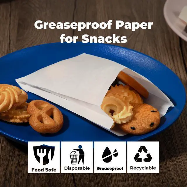 Alt view image 3 of 7 - 200 Pack 4x6" Cookie Bags, Paper Bag Envelopes, Disposable Pastry Bag, Greaseproof White Small Paper Treat Bags for Packaging Dessert, Baked Goods, Candy, Snack
