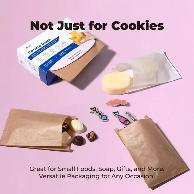 Alt view image 7 of 7 - 200 Pack 4x6" Cookie Bags, Paper Bag Envelopes, Disposable Pastry Bag, Greaseproof White Small Paper Treat Bags for Packaging Dessert, Baked Goods, Candy, Snack
