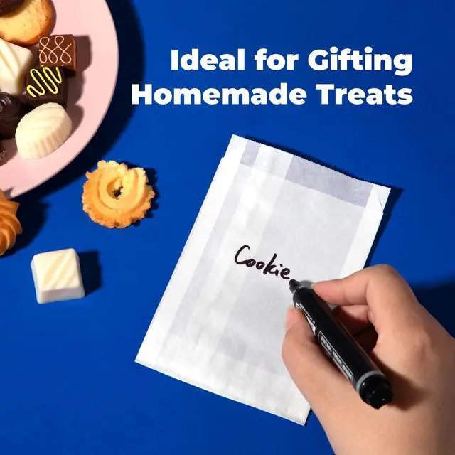 Alt view image 4 of 7 - 200 Pack 4x6" Cookie Bags, Paper Bag Envelopes, Disposable Pastry Bag, Greaseproof White Small Paper Treat Bags for Packaging Dessert, Baked Goods, Candy, Snack