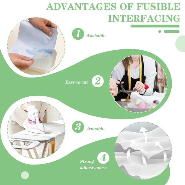 Alt view image 3 of 7 - Medium Weight 11.6" x 40 yd White Fusible Interfacing for Sewing: Iron On Non-Woven Fusible Interfacing One-Sided Interfacing Fabric for Sewing DIY Craft Quilting